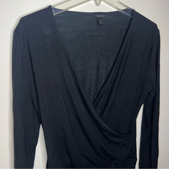 J. CREW Long Sleeve V-neck Wrap Bodysuit Modal Blend In Black Size Small - Picture 5 of 12